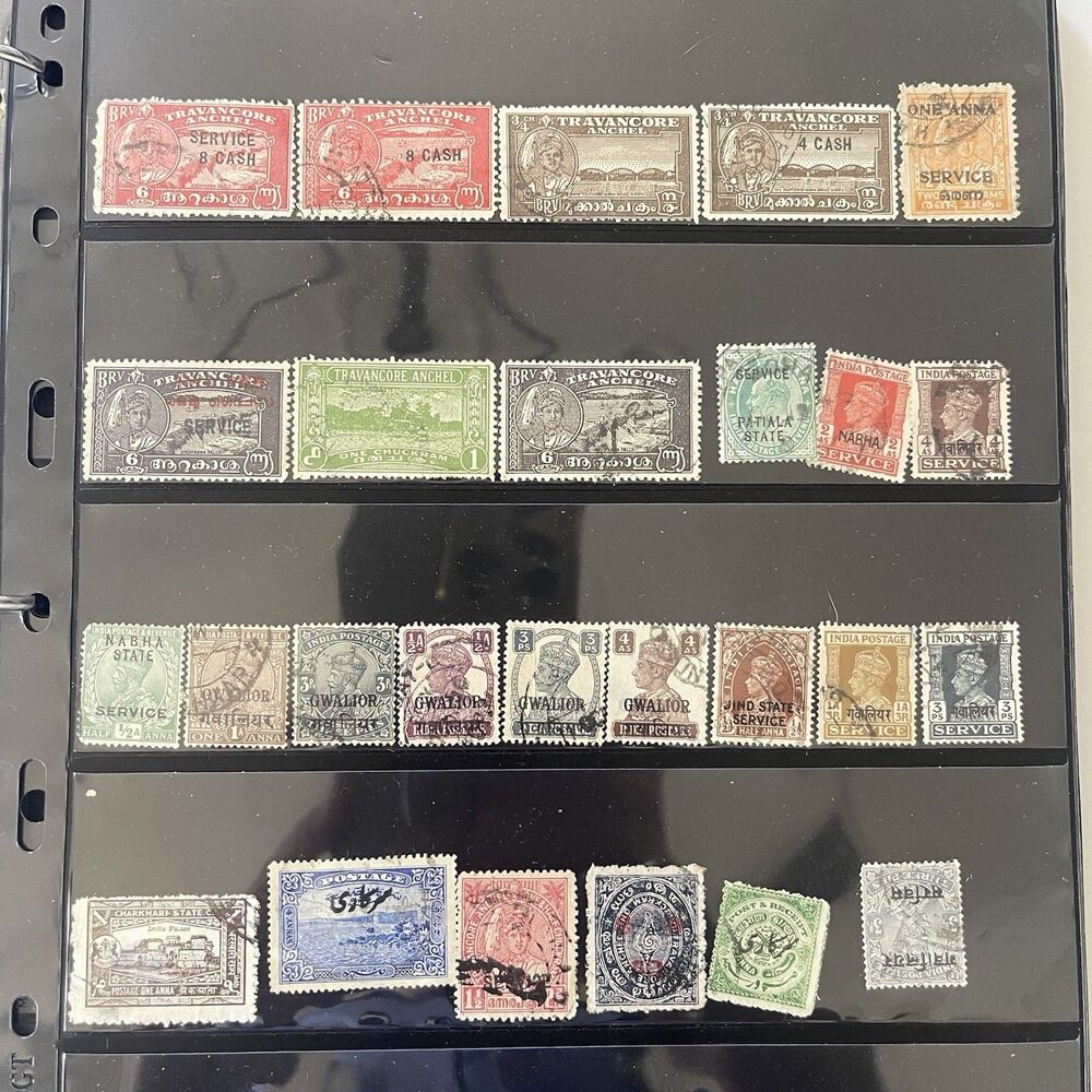 Lot of British India KG V stamps Convention state Gwalior Nabha Hyderabad 1900s